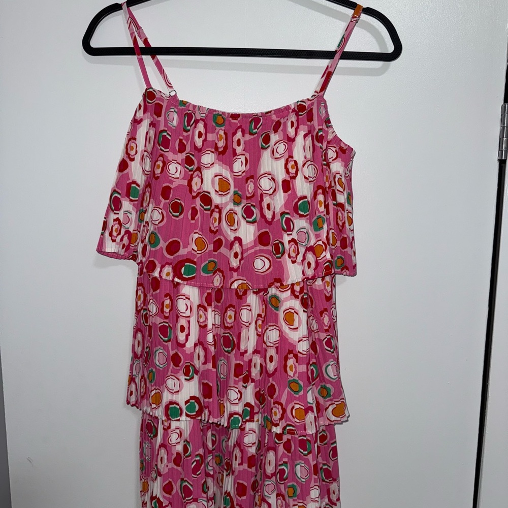TCEC Vibrant Pink and Red Floral Dress